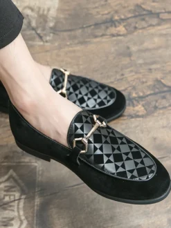 Mocassins à mors pour homme chaussures à enfiler en daim et à bout pointu