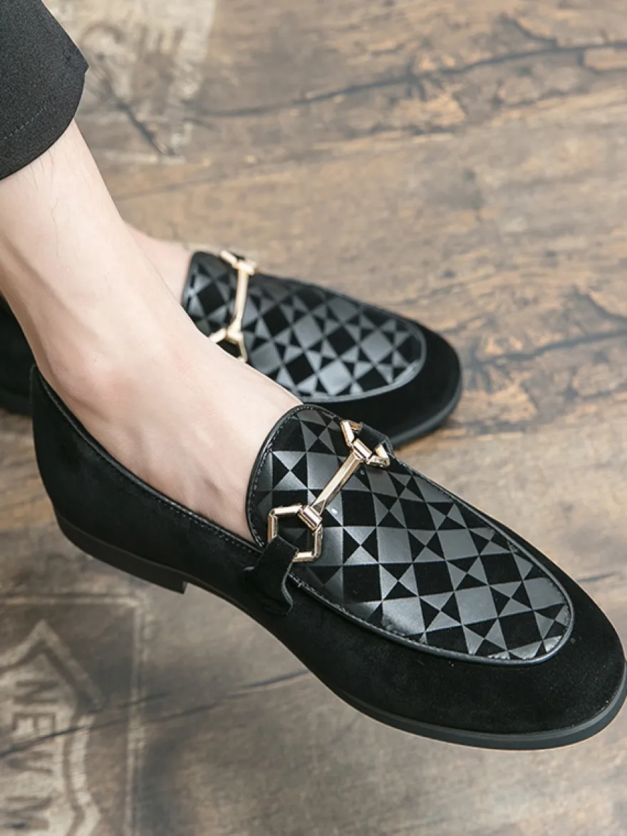 Mocassins à mors pour homme chaussures à enfiler en daim et à bout pointu