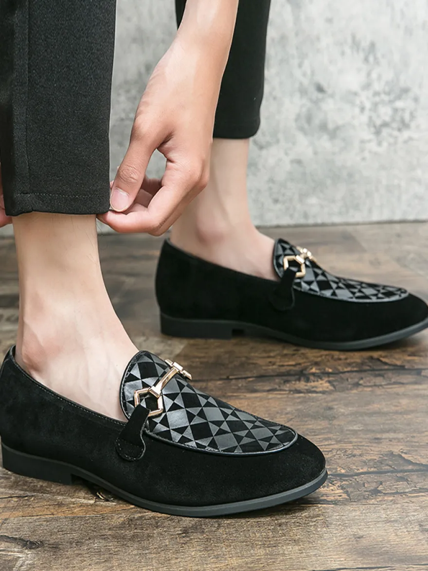 Mocassins à mors pour homme chaussures à enfiler en daim et à bout pointu