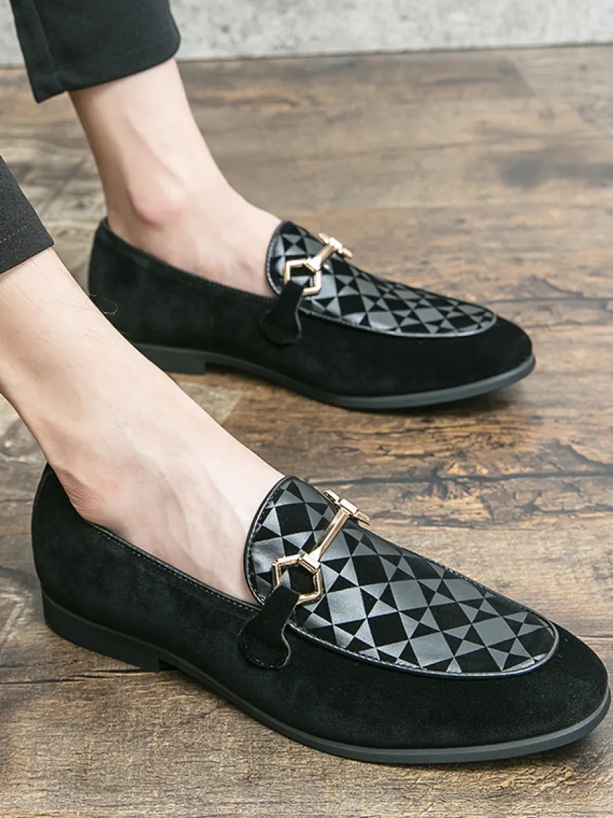Mocassins à mors pour homme chaussures à enfiler en daim et à bout pointu