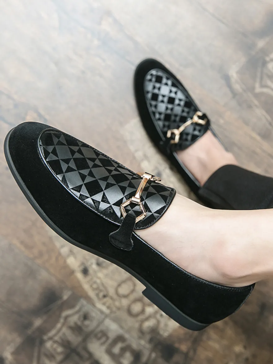 Mocassins à mors pour homme chaussures à enfiler en daim et à bout pointu
