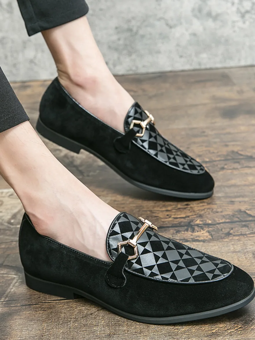 Mocassins à mors pour homme chaussures à enfiler en daim et à bout pointu