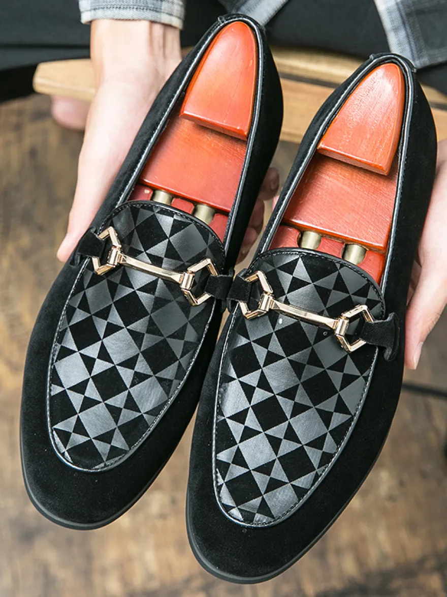 Mocassins à mors pour homme chaussures à enfiler en daim et à bout pointu