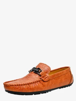 Mocassins à mors pour homme chaussures à enfiler en cuir motif crocodile talon plat antidérapantes