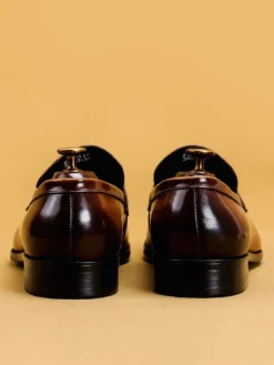 Mocassins à mors pour homme en cuir véritable à bout pointu à enfiler
