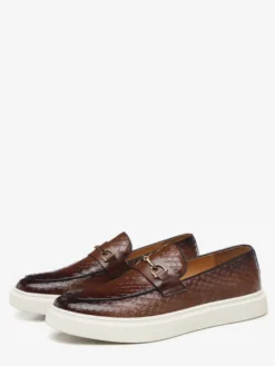 Mocassins à mors pour hommes chaussures à enfiler avec chaînes bout rond plateforme épaisses et basses