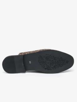 Mocassins mules pour hommes imprimé léopard bout rond détails métalliques sans talon