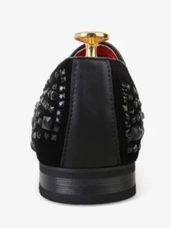 Mocassins noirs pour hommes cloutés sans lacet Derbies bal Chaussures de Mariage Soirée