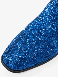 Mocassins à paillettes bleus pour homme bout rond à enfiler chaussures de bal de fête de mariage