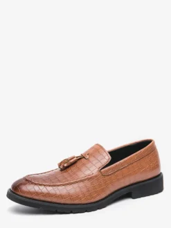 Mocassins à pampilles en cuir pour homme chaussures à enfiler à bout pointu confortables basses antidérapantes pour soirée de mariage