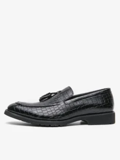 Mocassins à pampilles en cuir pour homme chaussures à enfiler à bout pointu confortables basses antidérapantes pour soirée de mariage