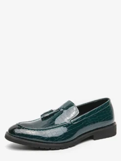 Mocassins à pampilles en cuir pour homme chaussures à enfiler à bout pointu confortables basses antidérapantes pour soirée de mariage