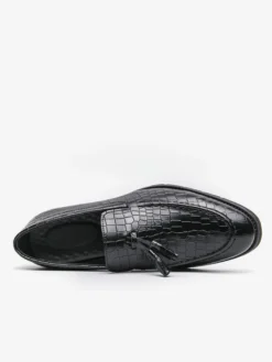 Mocassins à pampilles en cuir pour homme chaussures à enfiler à bout pointu confortables basses antidérapantes pour soirée de mariage