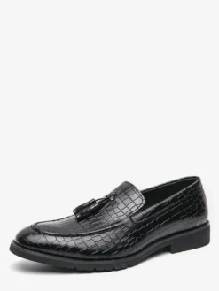 Mocassins à pampilles en cuir pour homme chaussures à enfiler à bout pointu confortables basses antidérapantes pour soirée de mariage