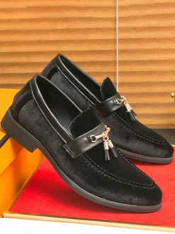 Mocassins à pampilles en daim pour hommes mocassins à enfiler chaussures à talons bas chaussures confortables