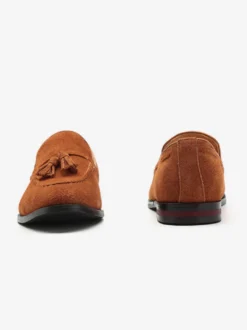 Mocassins à pampilles en daim pour hommes bout pointu talons bas chaussures de smoking chaussures à pampilles à enfiler