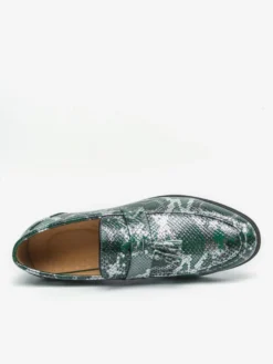 Mocassins à pampilles pour hommes à enfiler en cuir synthétique imprimé poisson bout rond pour bal de promo mariage
