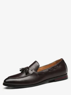Mocassins à pampilles pour hommes bout pointu talons bas chaussures à enfiler en cuir
