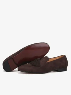 Mocassins à pampilles pour hommes chaussures à enfiler en daim bout rond chaussures de bal de luxe pour mariage