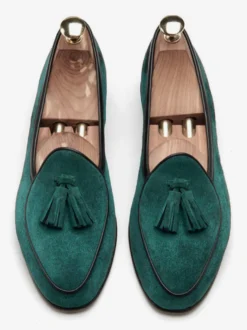 Mocassins à pampilles pour hommes mocassins à enfiler en daim talons bas pointus chaussures de bal marron clair
