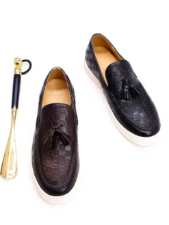 Mocassins à pampilles pour hommes chaussures plates en cuir véritable chaussures de soirée et de banquet