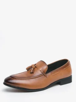 Mocassins à pampilles pour hommes bout rond confortables à enfiler pour mariage bal de promo