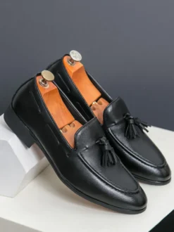 Mocassins à pampilles pour hommes bout rond confortables à enfiler pour mariage bal de promo