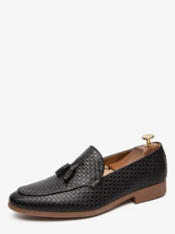 Mocassins à pampilles pour hommes chaussures à enfiler en cuir chaussures à bout pointu talons bas chaussures habillées