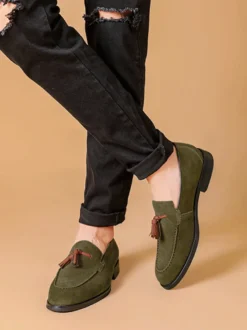 Mocassins à pampilles pour hommes bout rond chaussures de bal de retour à la maison de mariage