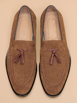 Mocassins à pampilles pour hommes bout rond chaussures de bal de retour à la maison de mariage