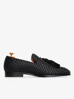 Mocassins à pampilles pour hommes chaussures à bout rond en cuir PU chaussures de bal et de mariage
