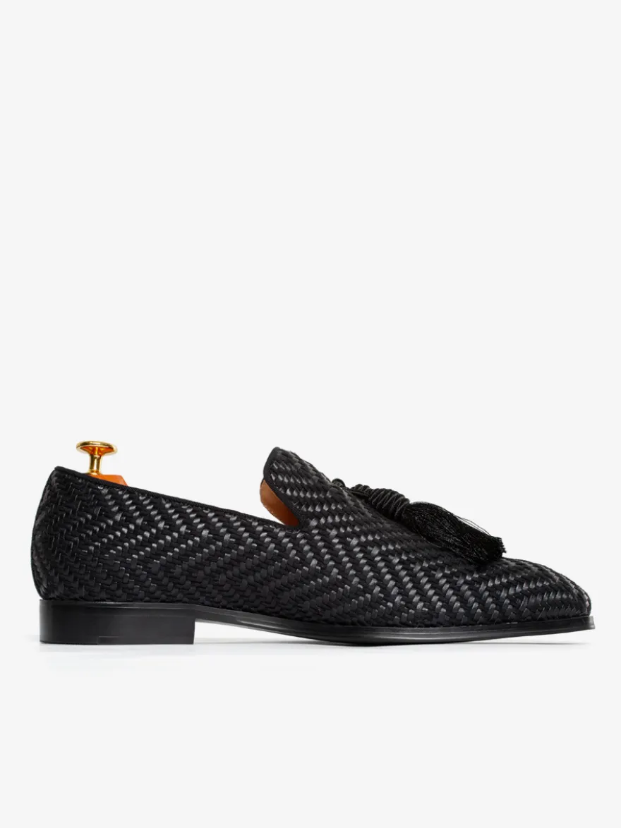 Mocassins à pampilles pour hommes chaussures à bout rond en cuir PU chaussures de bal et de mariage