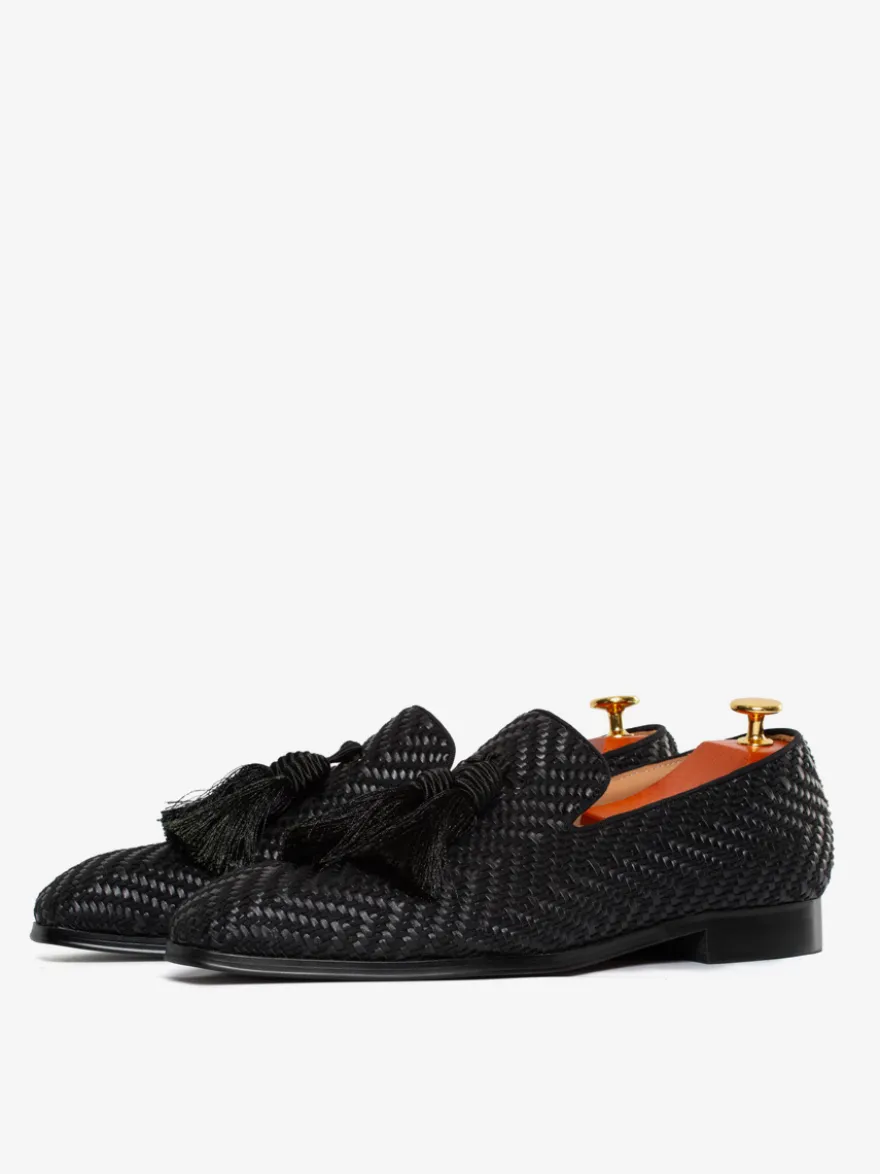 Mocassins à pampilles pour hommes chaussures à bout rond en cuir PU chaussures de bal et de mariage