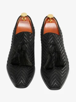 Mocassins à pampilles pour hommes chaussures à bout rond en cuir PU chaussures de bal et de mariage