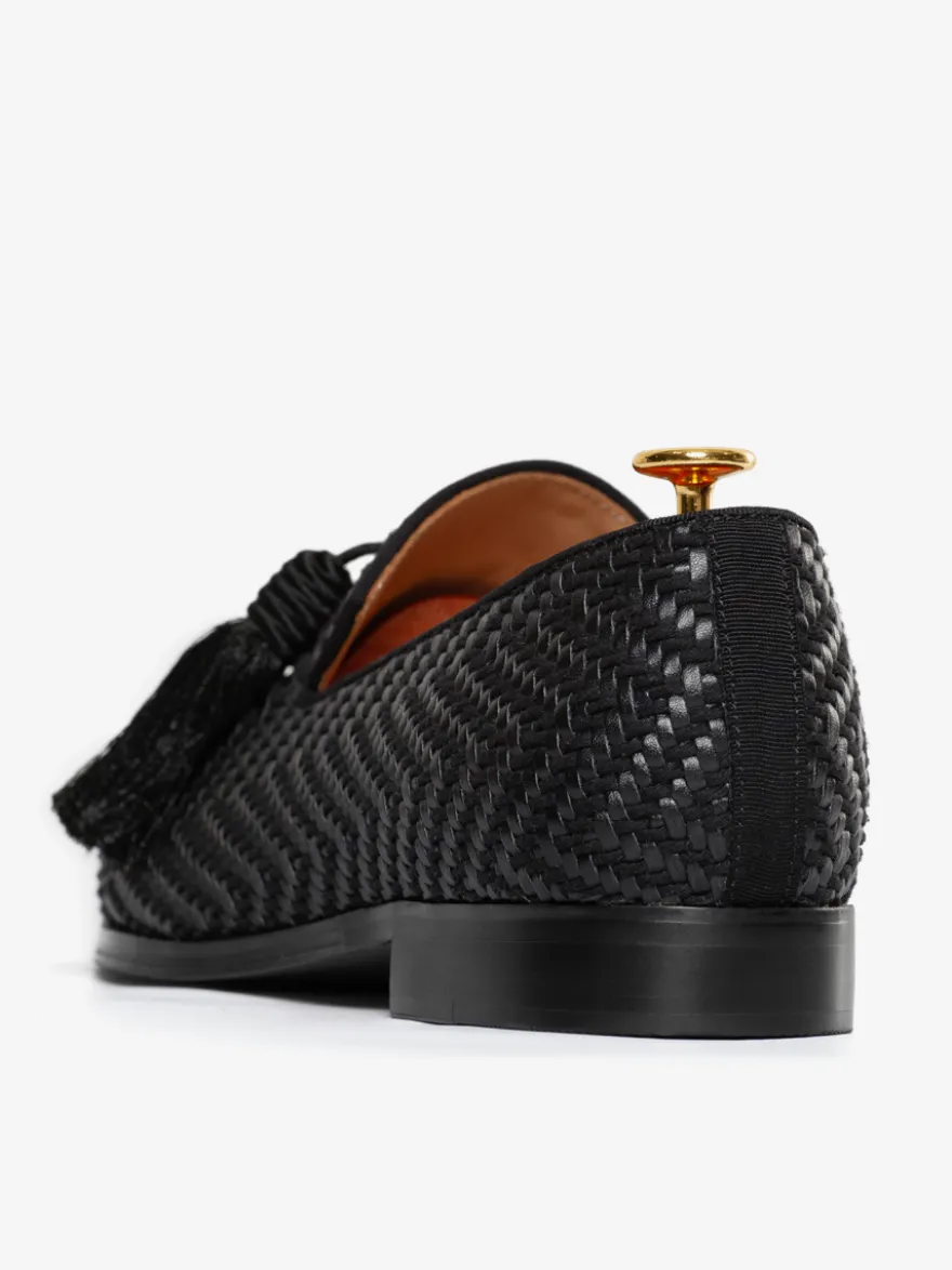 Mocassins à pampilles pour hommes chaussures à bout rond en cuir PU chaussures de bal et de mariage