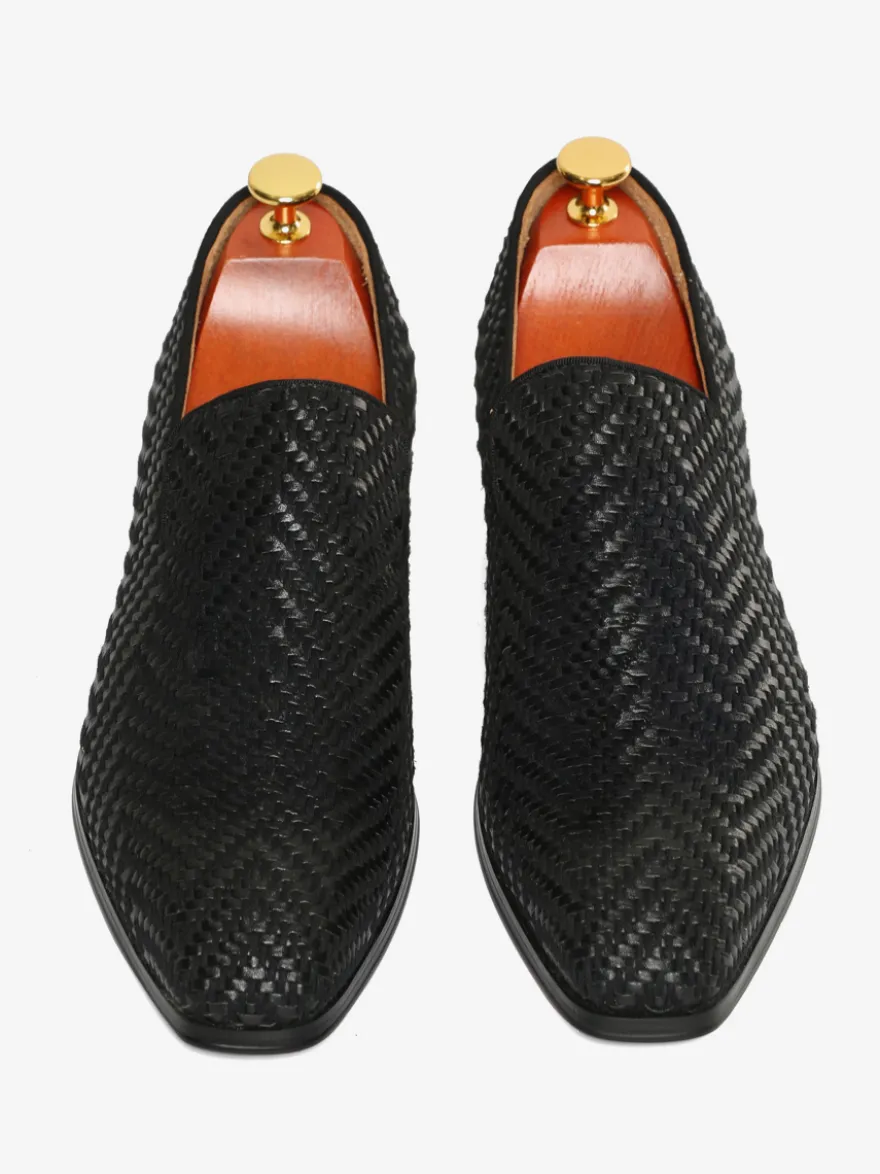 Mocassins à pampilles pour hommes chaussures à bout rond en cuir PU chaussures de bal et de mariage