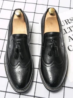 Mocassins à pampilles pour hommes chaussures à enfiler décorées antidérapantes à talons bas respirantes décontractées
