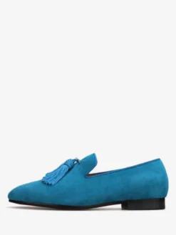 Mocassins à pampilles pour hommes chaussures de mariage en polyester à enfiler pour bal de promo