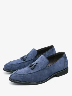 Mocassins à pampilles pour hommes bout rond tige en micro-daim