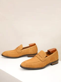 Mocassins penny en daim à bout rond pour hommes