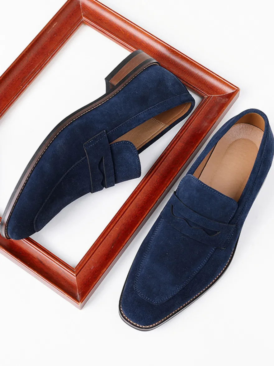 Mocassins penny en daim à bout rond pour hommes