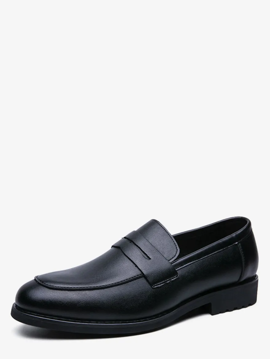 Mocassins penny pour hommes bout rond chaussures habillées à enfiler