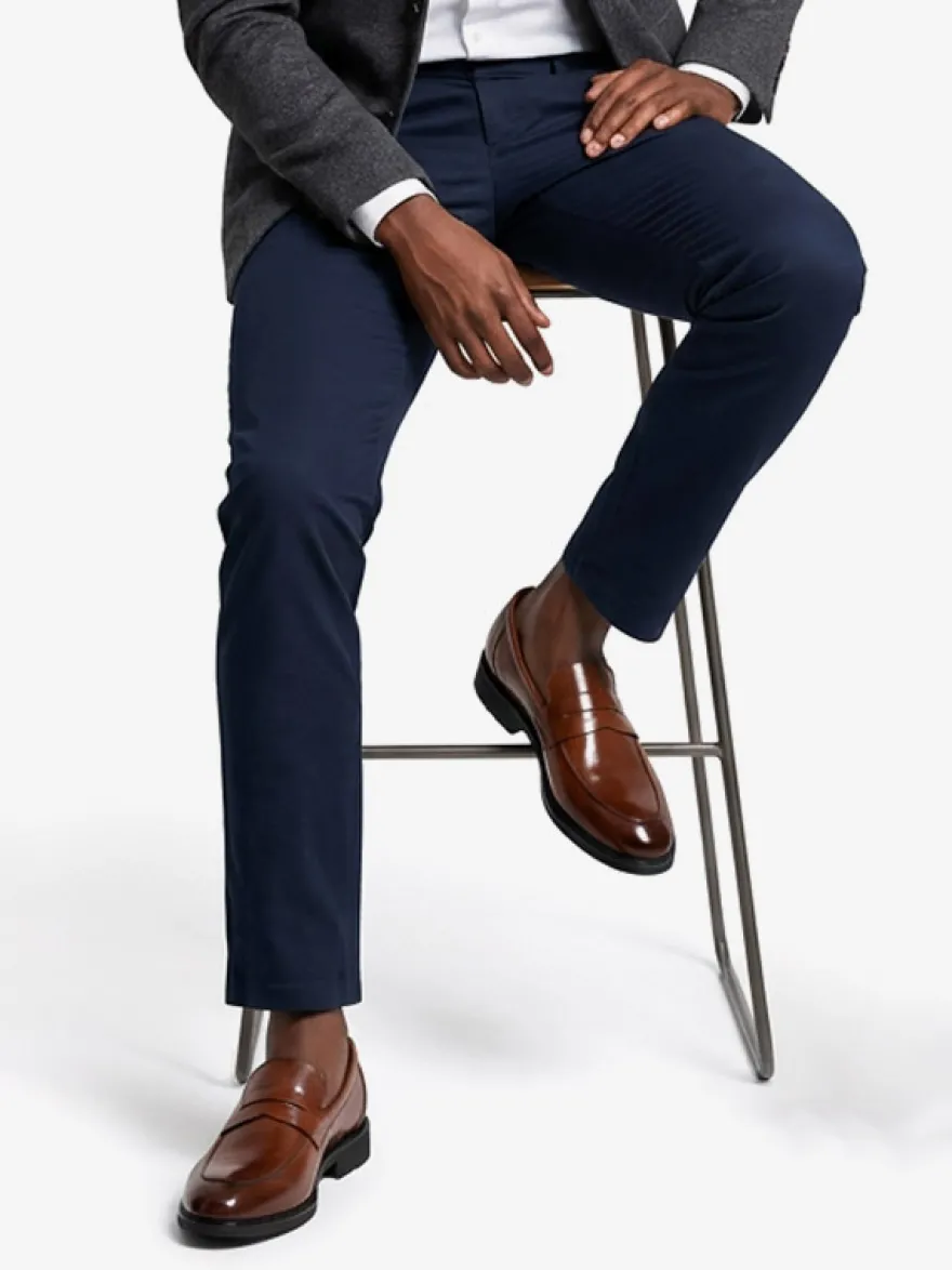 Mocassins penny pour hommes bout rond chaussures habillées à enfiler