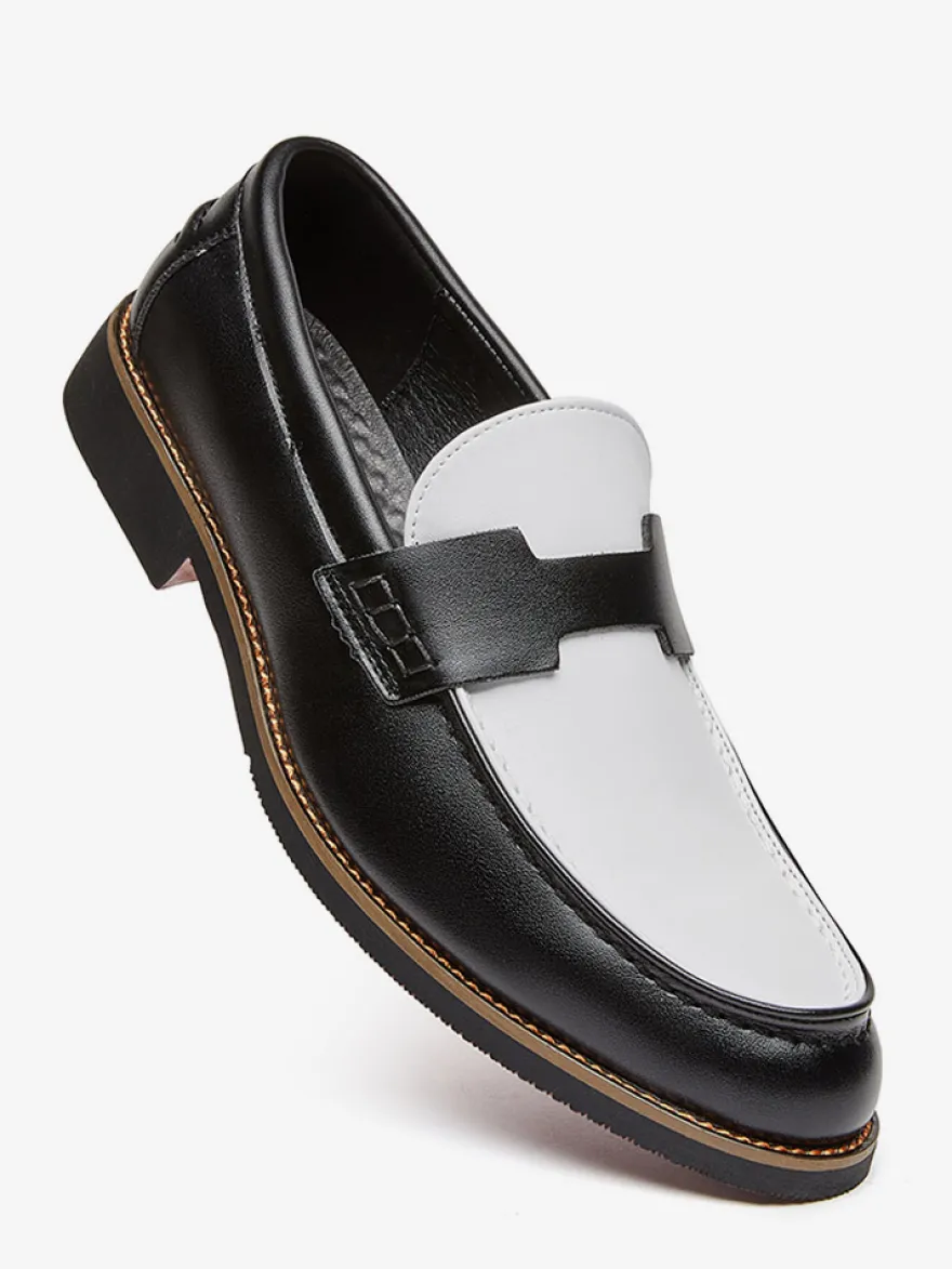 Mocassins Penny pour hommes bout rond patchwork chaussures à enfiler