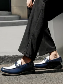Mocassins Penny pour hommes bout rond patchwork chaussures à enfiler