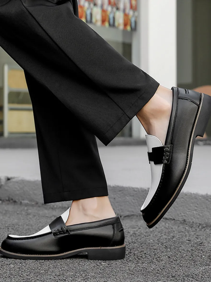 Mocassins Penny pour hommes bout rond patchwork chaussures à enfiler