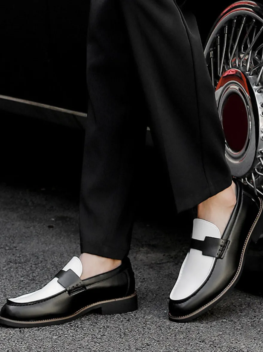 Mocassins Penny pour hommes bout rond patchwork chaussures à enfiler