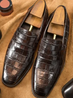 Mocassins Penny pour hommes chaussures habillées classiques et chics en cuir de vache