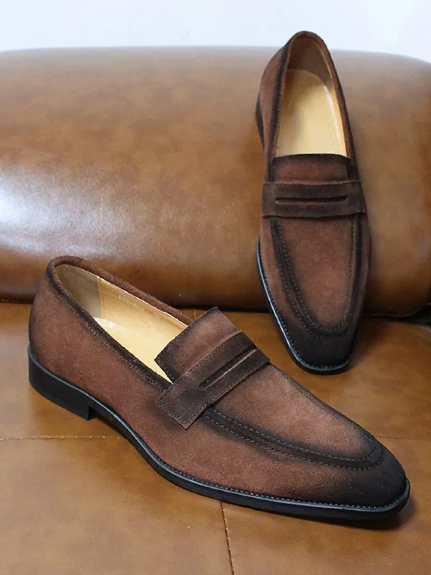 Mocassins Penny pour hommes chaussures décontractées en daim en cuir souple et respirant confortables et décontractées