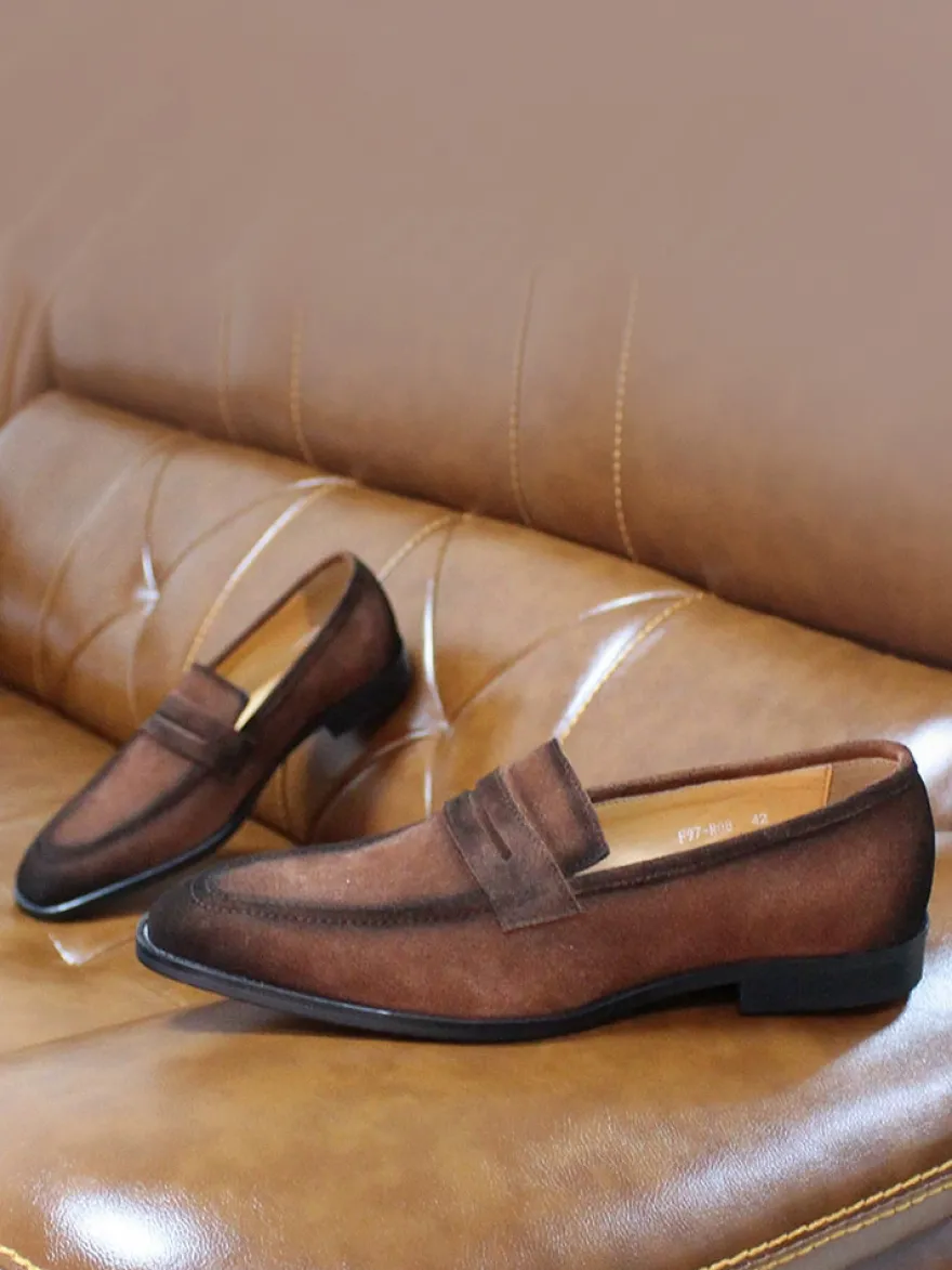 Mocassins Penny pour hommes chaussures décontractées en daim en cuir souple et respirant confortables et décontractées